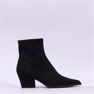 Miss Elastic Austin Western Ankle Boot - Black Stretch